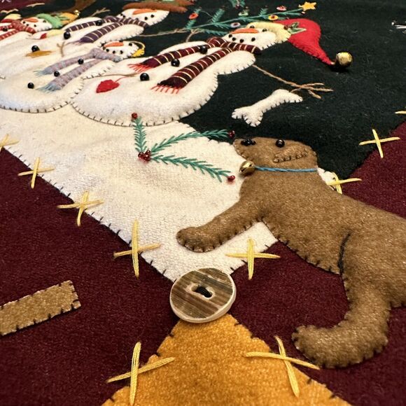 NEW WORLD ARTS CHRISTMAS XL PIllow SHAM  Snow Family HANDMADE DETAILED Wool - Picture 6 of 9